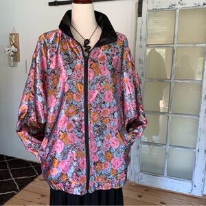 Vintage reversible floral print / black option sateen bomber jacket 💥
